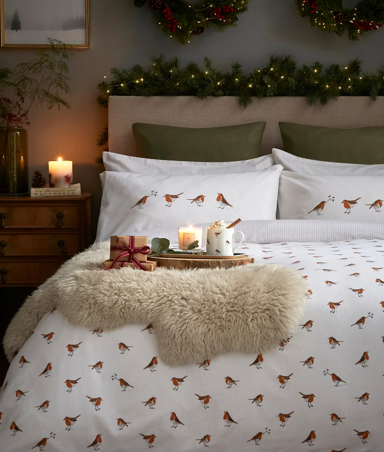 Pure Cotton Percale Winter Robin Bedding Set
