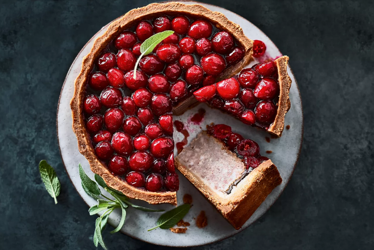 Christmas Food - Handcrafted Large Cranberry-Topped Pork Pie